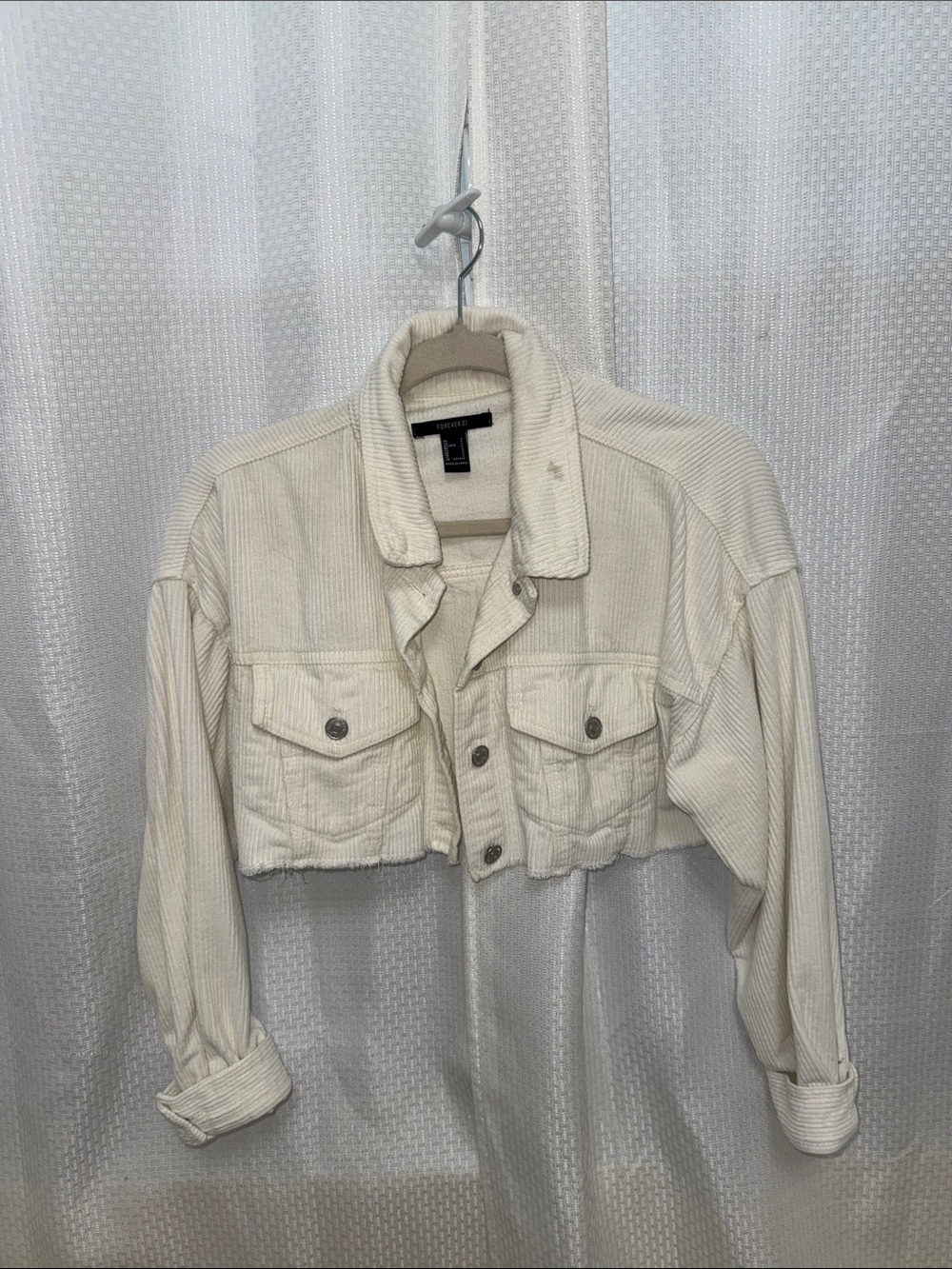 Cropped Cream Corduroy Jacket - Women